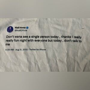 Funny Niall Horan tweet t shirt - Large